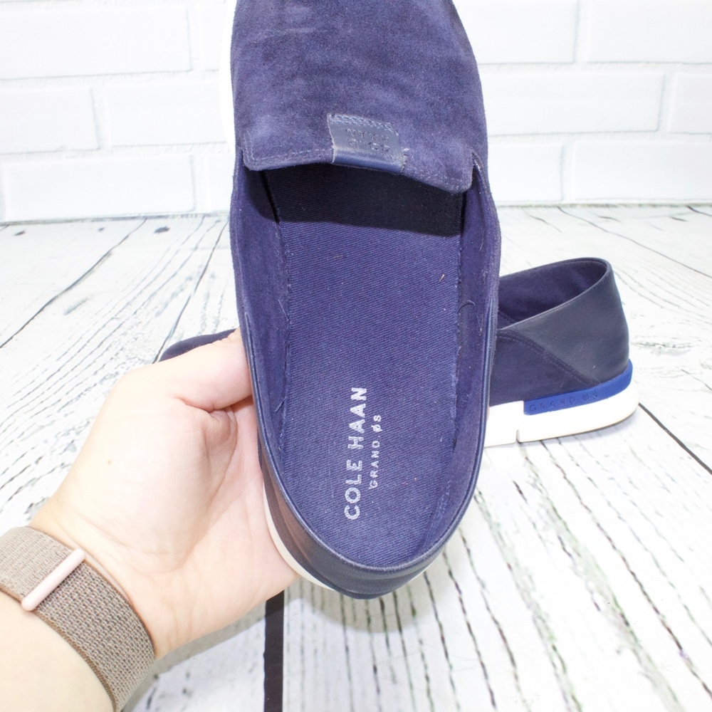 Cole Haan Grand Os Lightweight Blue Suede Loafers - Picture 6 of 8